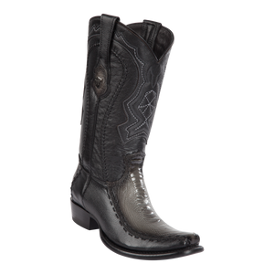 Men's Dubai Boot Genuine Ostrich Leg with Deer - Faded Gray- H79F