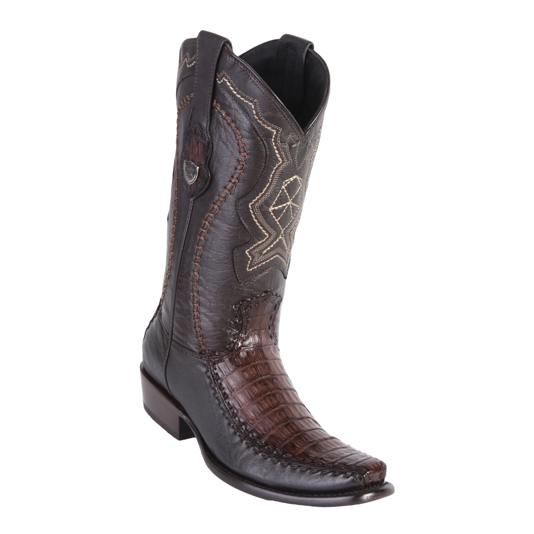 Men's Dubai Boot Genuine Caiman Belly with Deer - Faded Brown - H79F