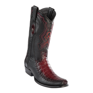 Men's Dubai Boot Genuine Caiman Belly with Deer - Faded Burgundy - H79F