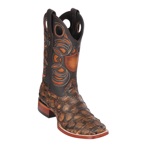 Men's Wild Ranch Toe Boot Genuine Inverted Pirarucu - Sanded Brown  - H82