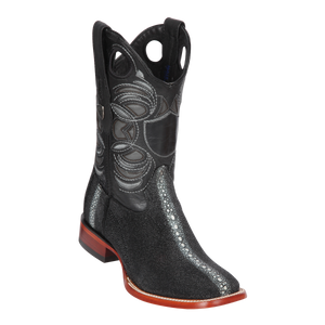 Men's Wild Ranch Toe Boot Genuine Stingray Rowstone - Black - H82